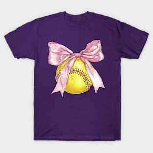 Cute softball with bow T-Shirt